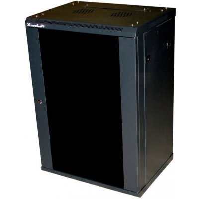 XtendLan WS-18U-64-BL-U-P Rozvaděč, 19", na stěnu, jednodílný, výška 18U, 600 x 450, skleněné dveře, kouřové sklo, rozložený, nosnost 60kg, černý WS-18U-64-BL-U-P – Hledejceny.cz