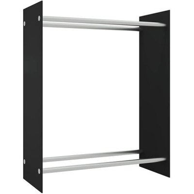 Shumee Dřevník, tvrzené sklo, černý 80 x 35 x 100 cm – HobbyKompas.cz