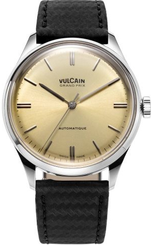 Vulcain Grand Prix Champagne Black Carbon Leather Strap