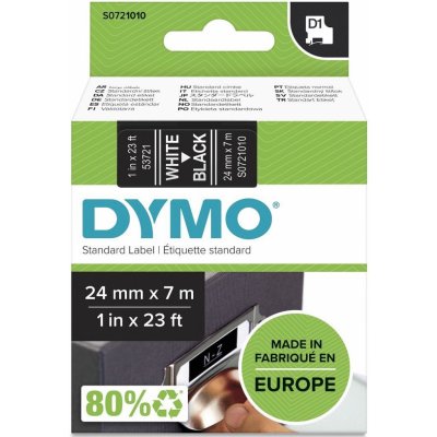 DYMO páska D1 24 mm x 7m, bílá na černé, 53721, S0721010 – Zbozi.Blesk.cz