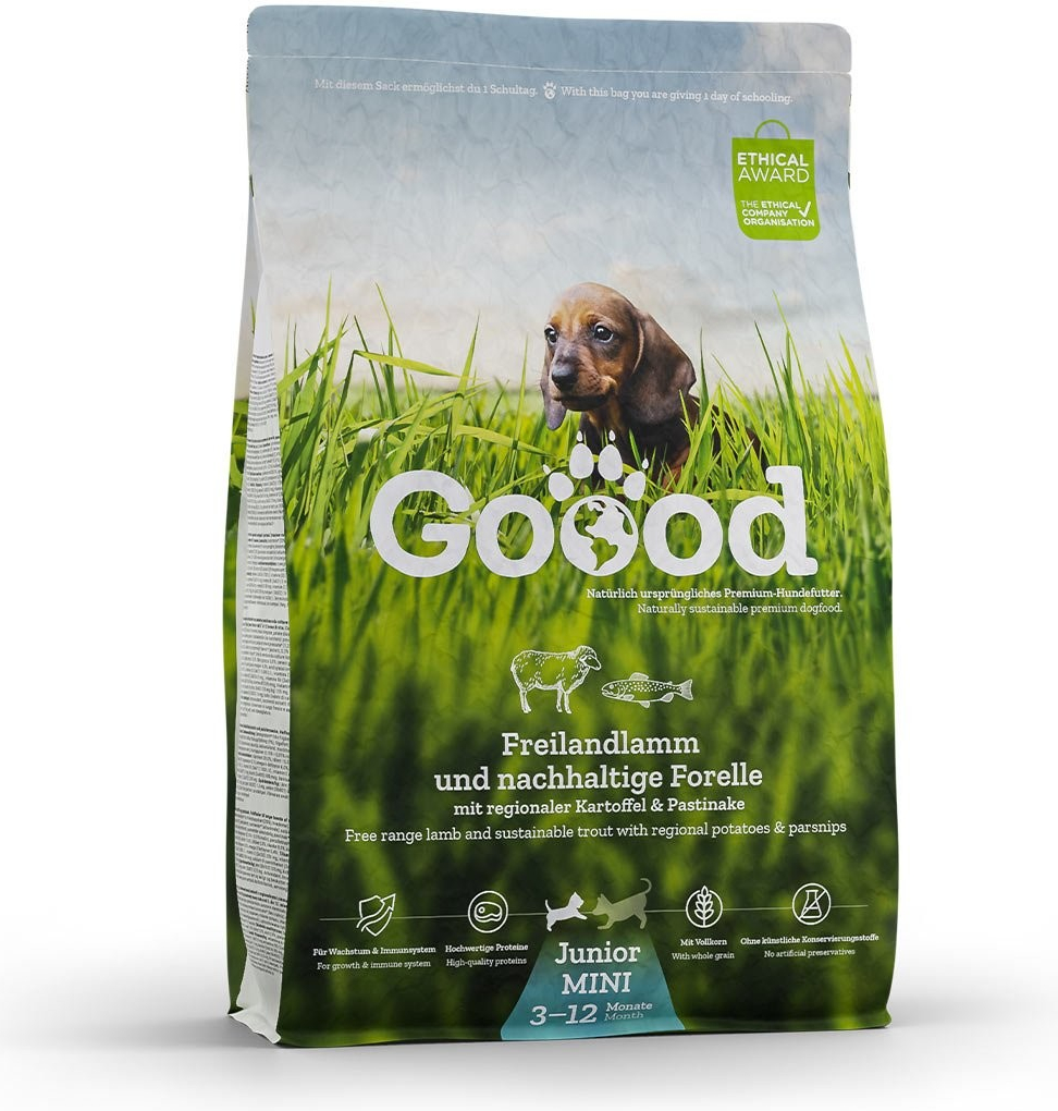 Goood Mini Junior jehněčí z volného chovu a udržitelný pstruh 4 x 1,8 kg