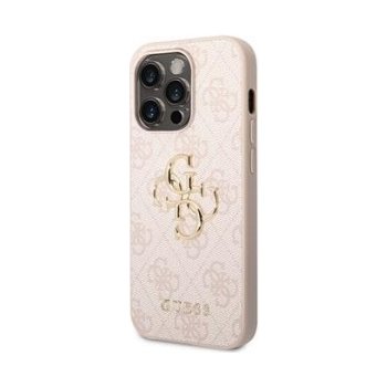 Pouzdro Guess PU 4G Metal Logo iPhone 14 Pro růžové