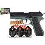 Teddies Pistole na pěnové náboje plast 19cm + terče 3ks náboje 6ks v krabici 34x18x4,5cm – Zboží Dáma