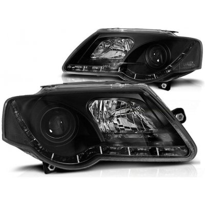 TUNING TEC Přední světla s denním svícením VW PASSAT B6 3C 03.05-10 TRU DRL černé – Zboží Mobilmania
