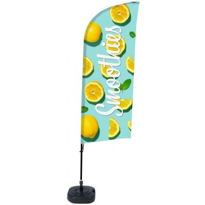 Jansen Display Kompletní sada reklamní vlajky ve tvaru křídla, Smoothies, citrón, 100 x 1440 mm – Zboží Dáma