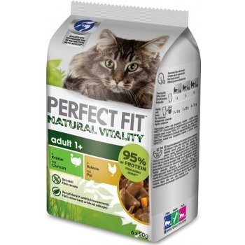 Perfect fit Natural Vitality s krůtím a kuřecím masem pro dospělé kočky 6 x 50 g