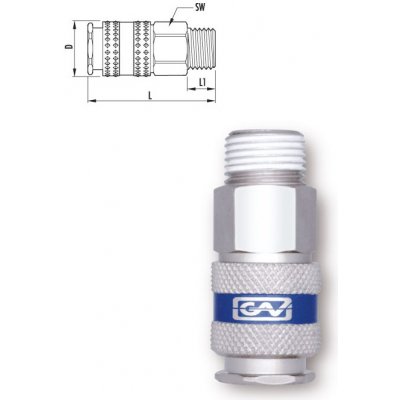 GAV BEZPEČNOSTNÍ RYCHLOSPOJKA MAGNUM 4000 STL.VZDUCH 1/2" vnější závit