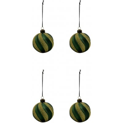 House Doctor Skleněné ozdoby Swirl Green – set 4 ks, zelená barva, sklo – Hledejceny.cz