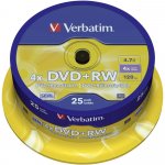 Verbatim DVD+RW 4,7GB 4x, SERL, cakebox, 25ks (43489) – Hledejceny.cz