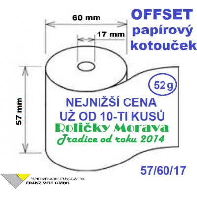 Papírový kotouček 57/60/17 návin 32 m cena za: 10 ks kotoučků ve fólii – Hledejceny.cz