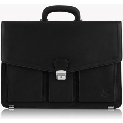 Paolo Peruzzi pánská kožená aktovka VINTAGE matná černá – Zboží Dáma