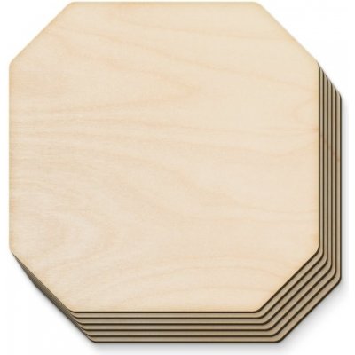 Dřevia 6 ks dřevěných podtácků osmiúhelné 10x10 cm
