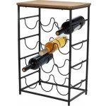 EXCELLENT Kovový stojan na víno a akátový odkládací stolek 12 lahví KO-HZ1240380 – Zboží Dáma