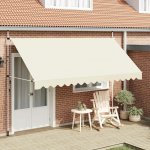 Dekorhome Ručně zatahovací markýza 400x120 cm Krémová – Sleviste.cz
