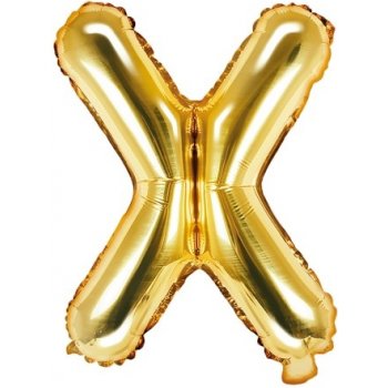 PartyDeco Fóliový balónek písmeno X zlatý 35 cm