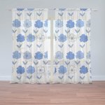 Sablio Záclony Modré květiny: 2ks 150x250cm – Hledejceny.cz