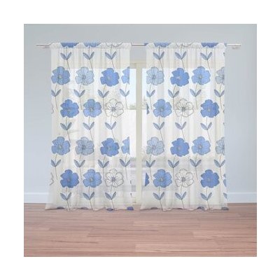 Sablio Záclony Modré květiny: 2ks 150x250cm – Hledejceny.cz