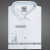 Pánská Košile AMJ pánská košile bavlněná dlouhý rukáv regular fit světle a tmavě modré vlnky VDBR1240 bílá