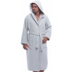 Luxusní pánský župan s kapucí kostkované piké zvenku 1ZF3072 šedá – Zboží Dáma