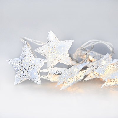 Solight LED řetěz vánoční hvězdy kovové bílé 10LED 1m 2x AA IP20 – Zboží Mobilmania