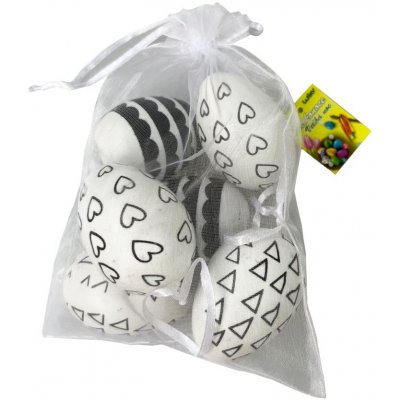 Vajíčko dekorační plastové černobílé 4x6 cm, 6 ks – Zboží Dáma