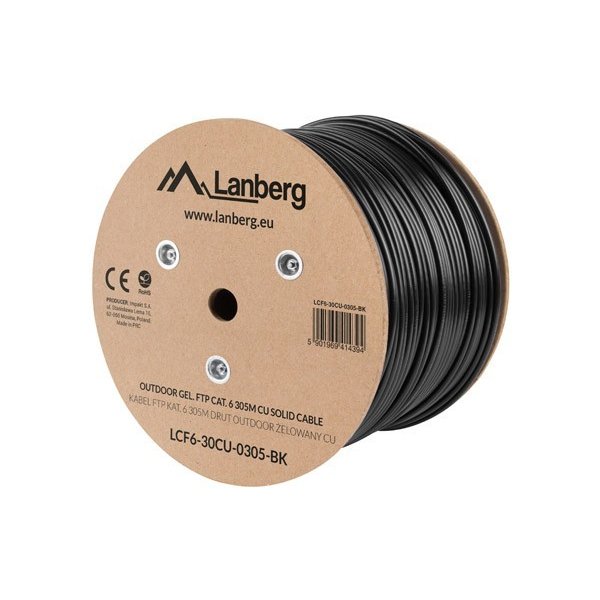 síťový kabel Lanberg LCF6-30CU-0305-BK Gel. FTP Cat. 6 venkovní, 305m