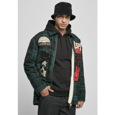 Southpole Flannel Application Shirt Jacket Darkfreshgreen – Sleviste.cz
