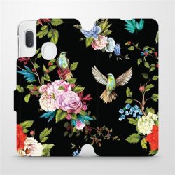 Pouzdro Mobiwear Parádní flip Samsung Galaxy A20e - VD09S - Ptáčci a květy