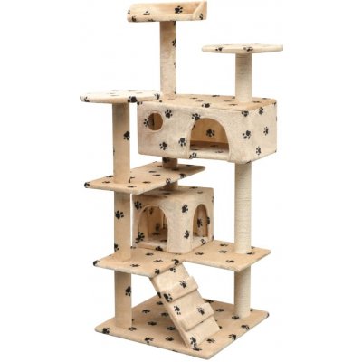 VidaXL Kočičí strom se sisalovými sloupky béžové tlapky 67 x 67 x 125 cm – Hledejceny.cz
