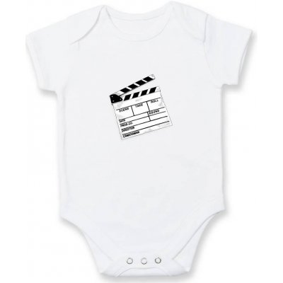 Filmová klapka Body kojenecké krátký rukáv bílé – Zboží Mobilmania