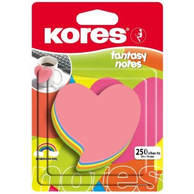 Kores Neonové bločky 70x70mm tvar srdce / 250 lístků, mix 5 barev (48705) – Hledejceny.cz