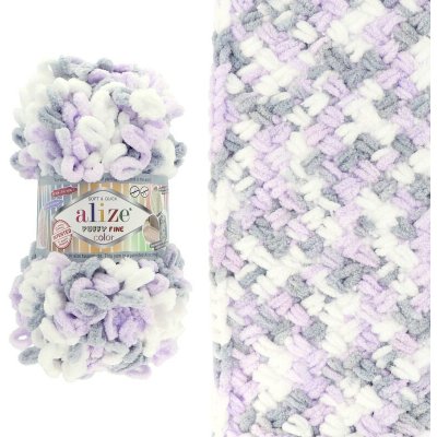 Alize Puffy Fine Color 6372 šedá fialová – Zboží Dáma