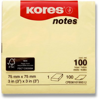 Kores samolepicí bloček 75 x 75 mm, 100 listů – Sleviste.cz