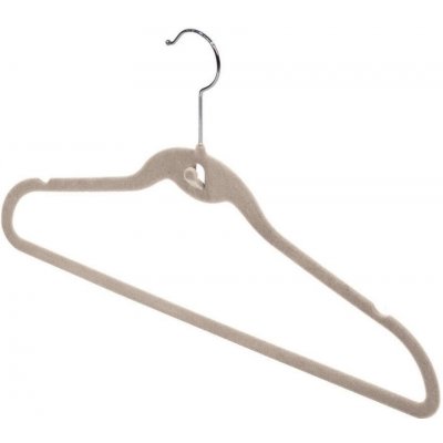 Domopak Velvet Sada 3 ramínek se zářezy a kalhotovou tyčí béžové – Zboží Dáma