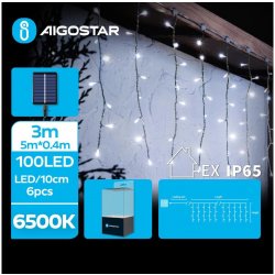 Aigostar B.V. Aigostar LED Solární vánoční řetěz 100xLED/8 funkcí 8x0,4m IP65 studená bílá AI0435