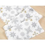 Dreamy Linens Vánoční prostírání běhoun bavlněný bílý Vločky 35 x 180 cm – Hledejceny.cz