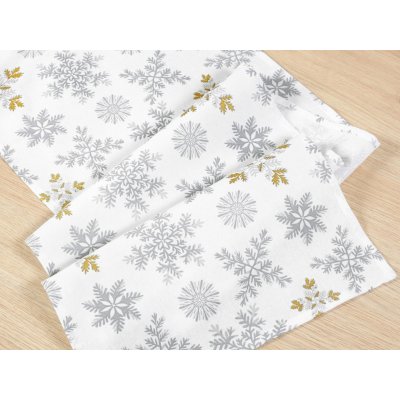Dreamy Linens Vánoční prostírání běhoun bavlněný bílý Vločky 35 x 180 cm – Hledejceny.cz
