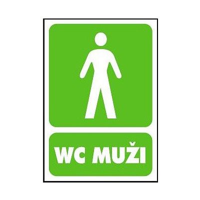 WC MUŽI 105x148mm samolepka – Zboží Mobilmania