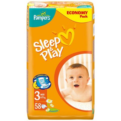 Pampers Sleep & Play 3 Midi dětské pleny pro 5 až 9 kg, 58 ks