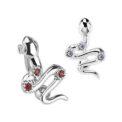 Šperky eshop piercing do pupíku z chirurgické oceli had barevné zirkony F13.1 červená R – Zboží Mobilmania