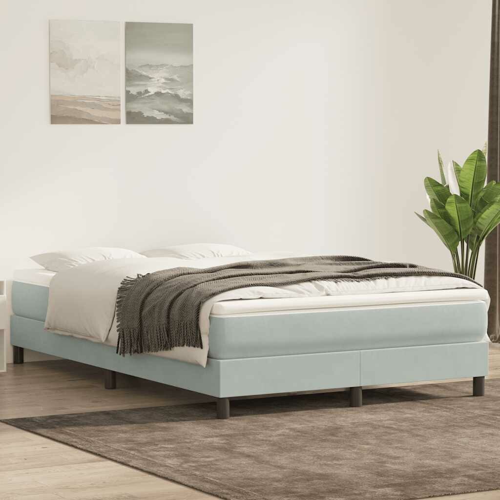 vidaXL Postel Box Spring bez matrace světle šedá samet