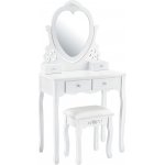 Juskys Toaletní stolek Julia 28124 kosmetický stolek se zrcátkem srdce taburetem a 4 zásuvkami 74 x 40 x 138 cm – Zboží Dáma