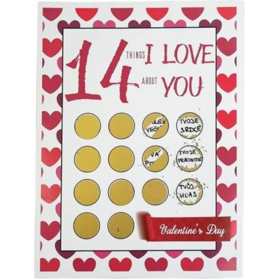 Stírací karta – 14 věcí, které na tobě miluji – Zboží Dáma