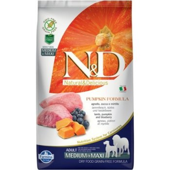 N&D Pumpkin Dog Adult Medium & Maxi Grain Free Lamb & Blueberry 12 kg