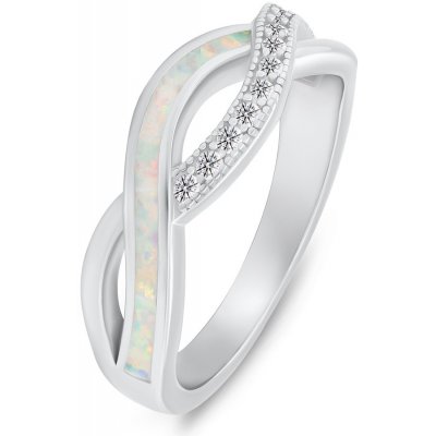 Brilio Silver stříbrný prsten se zirkony a syntetickým opálem RI126W – Sleviste.cz