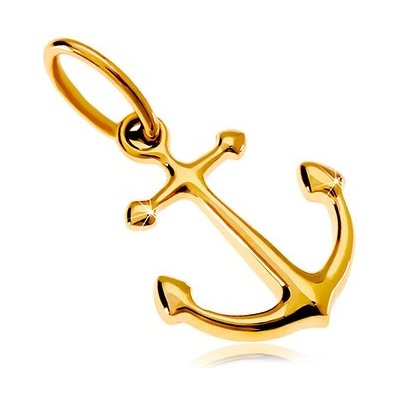 Šperky eshop Přívěsek ze žlutého 14K zlata kotva s lesklým hladkým povrchem GG18.16 – Sleviste.cz