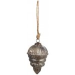 Clayre & Eef Stříbrno-hnědá skleněná vánoční ozdoba antik kapka M – Ø 10*15 cm – Hledejceny.cz