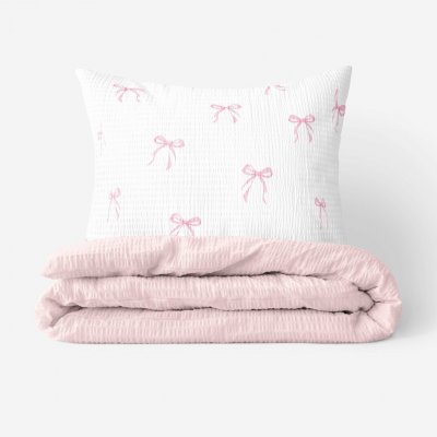 Goldea krep povlečení duo růžové mašličky s pudrově růžovou 140x200 70x90 – Sleviste.cz