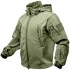 Army a lovecká bunda, kabát a blůza Bunda Rothco tactical s kapucí softshell zelená