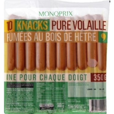 Monoprix Drůbeží párky uzené na bukovém dřevě 10ks 350 g – Zboží Dáma